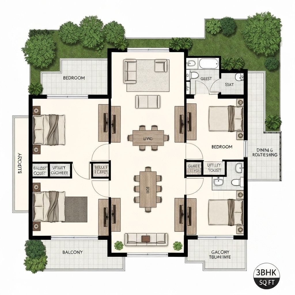 2000 Sq.Ft Floor Plan